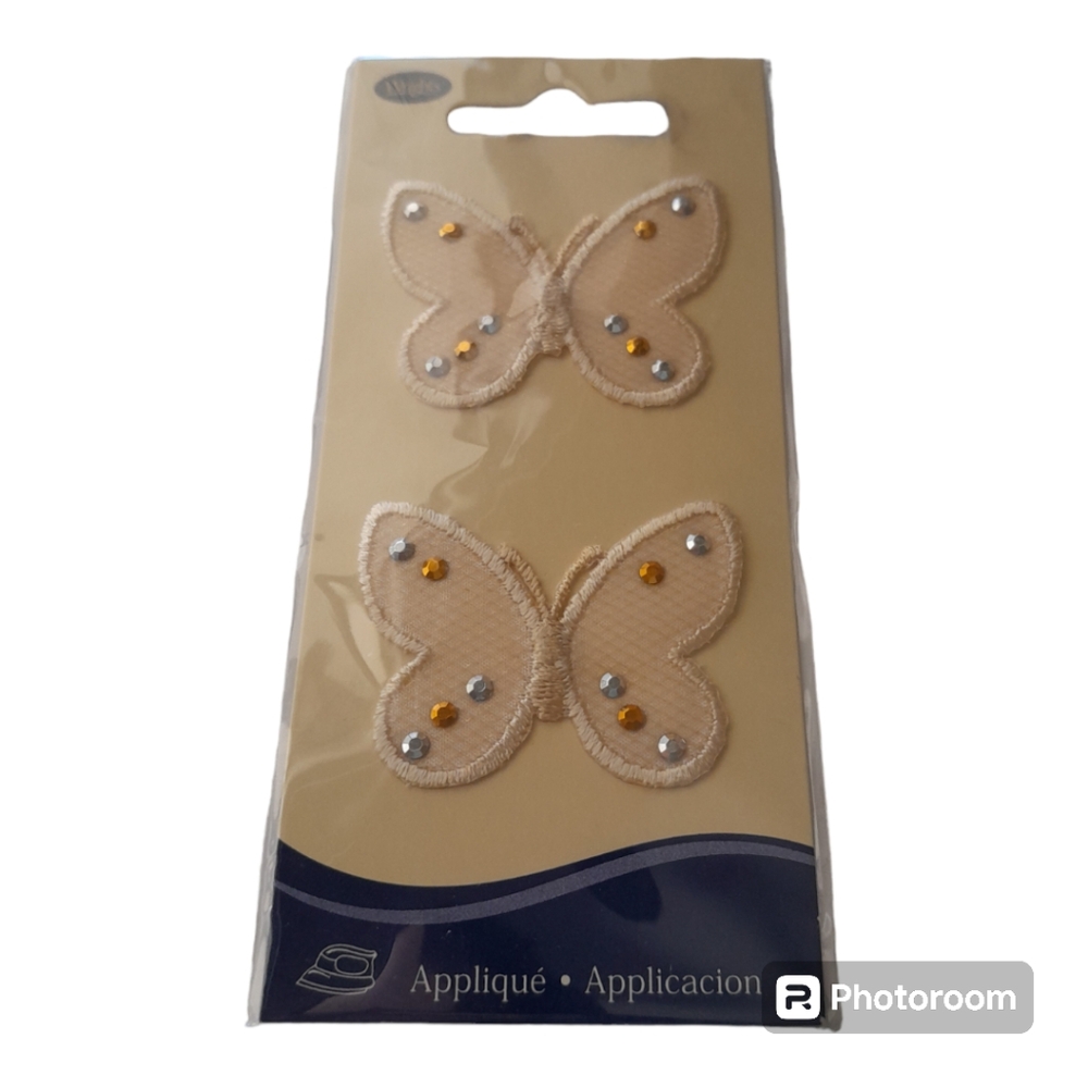 Rhinestone Embroidered Butterfly Iron On Applique